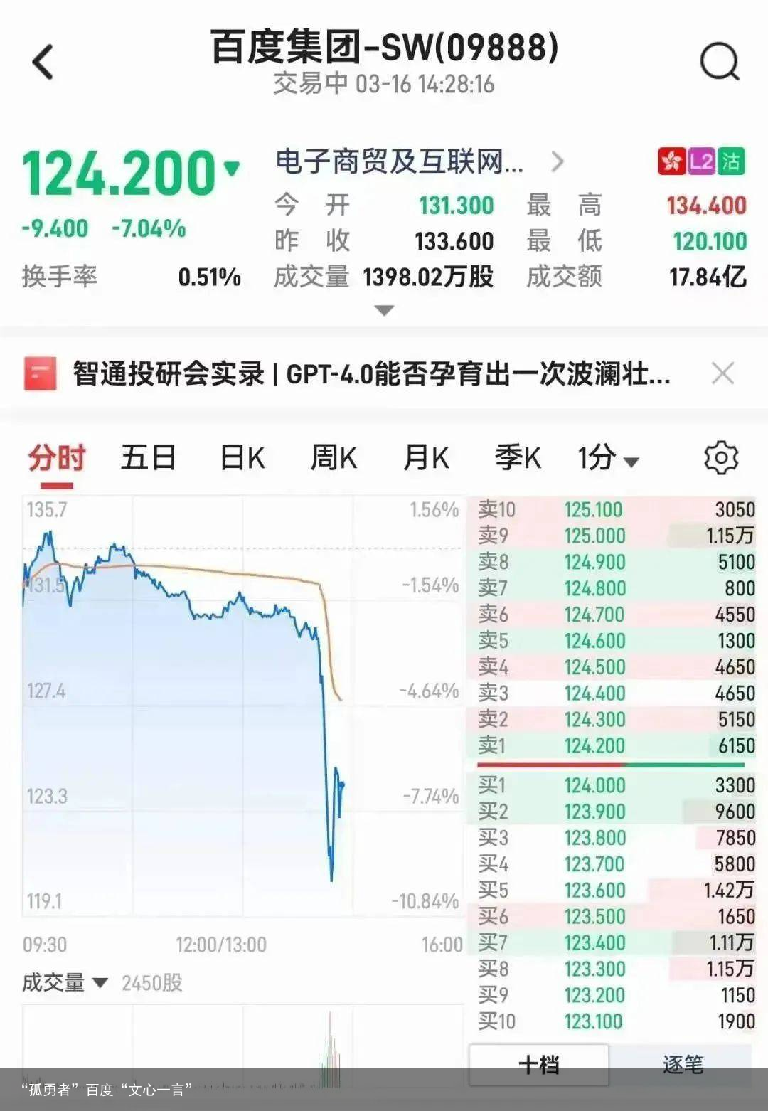 “孤勇者”百度“文心一言”