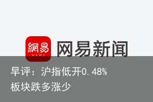 早评：沪指低开0.48% 板块跌多涨少