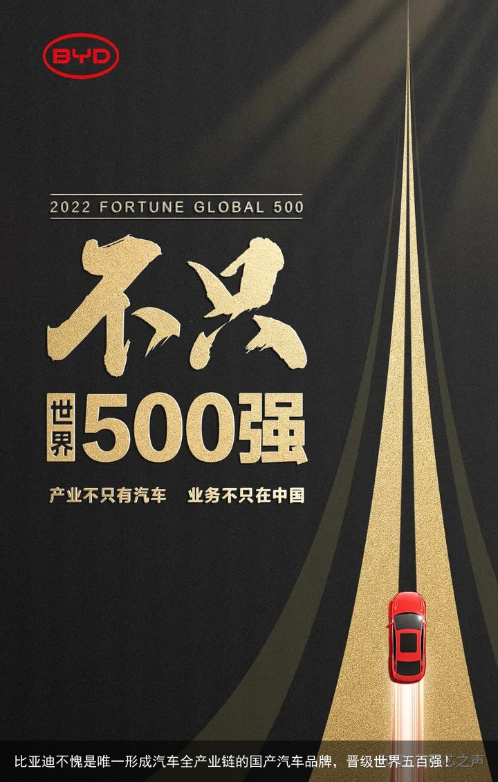 比亚迪不愧是唯一形成汽车全产业链的国产汽车品牌，晋级世界五百强！