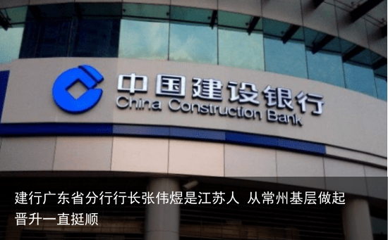 建行广东省分行行长张伟煜是江苏人 从常州基层做起 晋升一直挺顺