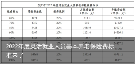 2022年度灵活就业人员基本养老保险费标准来了