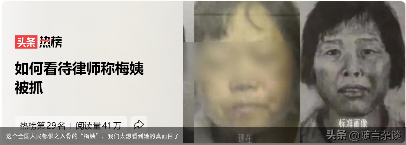 这个全国人民都恨之入骨的“梅姨”，我们太想看到她的真面目了