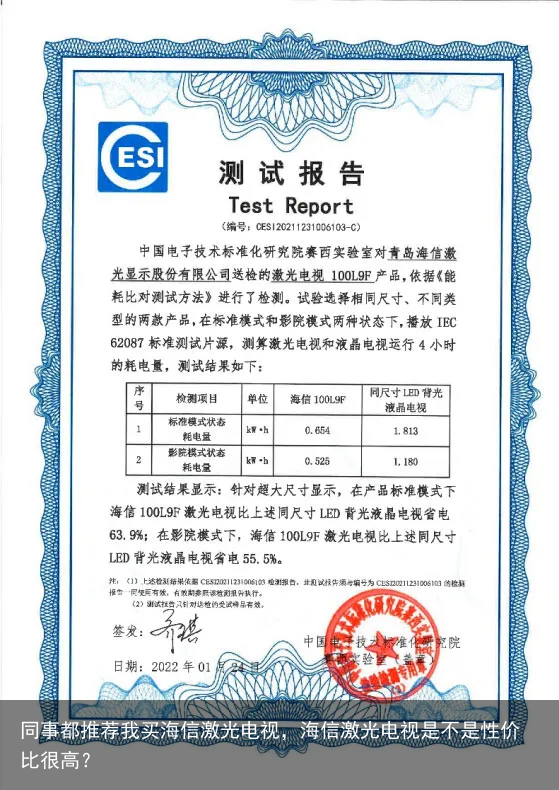 同事都推荐我买海信激光电视，海信激光电视是不是性价比很高？