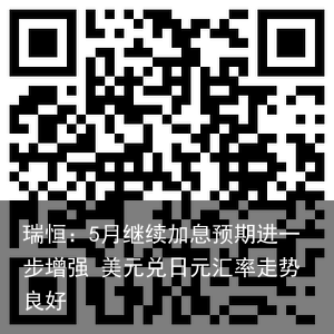 瑞恒：5月继续加息预期进一步增强 美元兑日元汇率走势良好